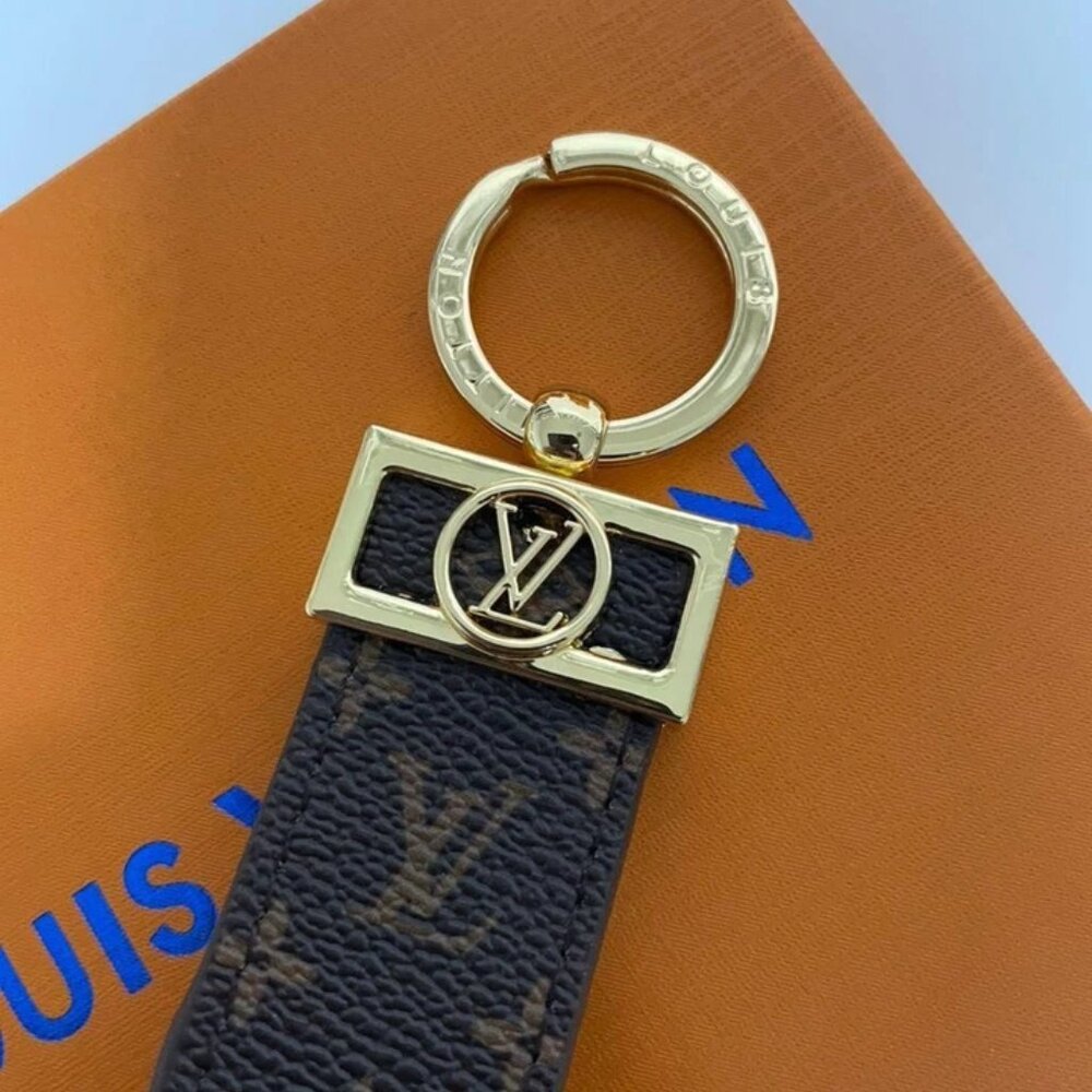 Louis Vuitton Dragonne Key Holder Key Chain LV Monogram Brown + Dust Bag